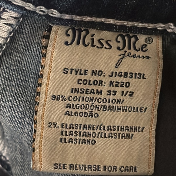 Miss Me Low Rise Boot Cut jeans nicely jeweled size 28 X 33 1/2 - Picture 5 of 14